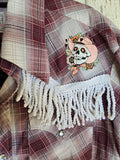Unforgiven Upcycled Skull Burgundy Plaid Western