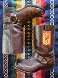 Vintage 70s Brown Leather Biker Boots Men's 11