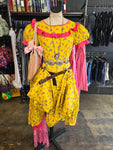 Vintage handmade 1930s does Victorian yellow pink roses dress