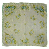 Vintage 50s white and blue daisy print silk scarf