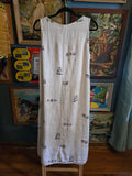 Vintage 90s White Linen Dress with Potted Plant Print