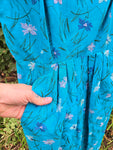 Vintage Blue linen dress with abstract flowers