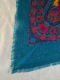 Vintage 80s teal and pink grape print square scarf