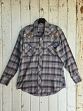 Unforgiven Upcycled Vintage Rose Gray Plaid Western