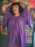 Vintage Purple Metallic Rainbow Stripe Bell Sleeve Top