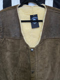 Vintage 70s Brown Corduroy and Leather Western Vest