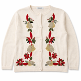 Vintage 90's White Christmas Bell Sweater Cardigan