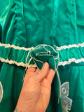 Vintage 80s Green Butterfly Square Dancing Dress