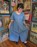 Vintage Volup 90s Denim Front Button Maxi Dress