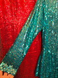 Vintage 80s Teal Sequin Peplum Dress