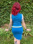 Vintage Blue 2 pc Top and Skirt Set - Gillian