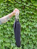 Vintage 40's Black Knit Bag Twisted Lucite Handle