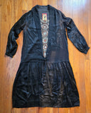 Antique 1920s Black Embroidered Flapper Dress