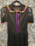 Vintage Black Lace Dress with Floral Collar