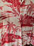 Vintage 80s Red and White Palm Tree Hawaiian Shirt