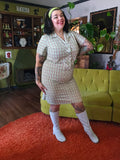 Vintage 50s Green and Brown Plaid Shirt Dress