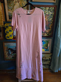 Vintage 90s Pink Rose Embroidered Dress