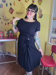 Vintage 50s Black Rosette Dress