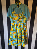 Gently Used Blue and Yellow Lemon Dress with Cape
