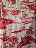 Vintage 80s Red and White Palm Tree Hawaiian Shirt