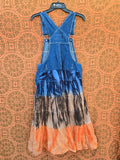 Unforgiven Upcycled Blue and Orange Tie Dye Overall Dress