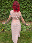Vintage 70s Orange and Metallic Silver Maxi Dress