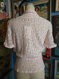 Vintage 50s Pink Lace Top with Rhinestone Buttons