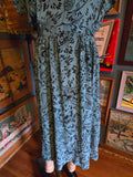 Vintage 40s blue and black paisley rayon dress