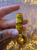 Vintage 60s Yellow & Black Bakelite Bangle & earring set
