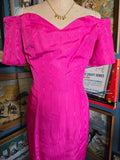Vintage 80s pink wired shoulder cocktail dress