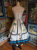 Vintage 60 Mexico souvenir palm tree circle skirt dress
