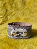 Unforgiven Upcycled Green Keyhole Leather Belt Cuff