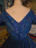 Vintage 50s royal Blue paisley fit and flare dress