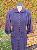 Vintage 40s Navy Button Up Dress and Jacket