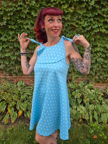 Vintage 60s Blue Polka dot dress