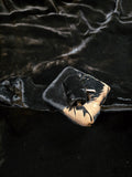 Vintage 30s Art Deco Black Velvet Dress with Belt