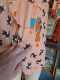 Vintage 70s Novelty print flapper mom & child blouse