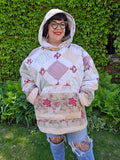 Unforgiven Upcycle Tan and Red Quilt Hoodie