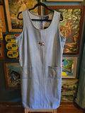 Vintage 90s Nautical Sailor Denim Jumper Dress