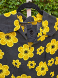 Vintage 60s black and yellow daisy dress