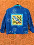 Unforgiven Upcycled Blue Bird Sequin Denim Jacket