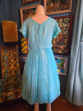 Vintage 60's Teal Blue Chiffon Party Dress