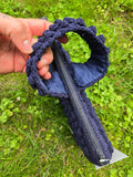 Vintage 1940's Navy Blue Popcorn Knit Handbag Purse