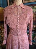 Vintage 50s Dusty Rose Lace Dress with Jacket