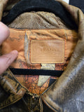 Vintage 90's Distressed Brown Leather Bomber Jacket