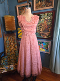 Vintage 50s Dusty Rose Lace Dress with Jacket