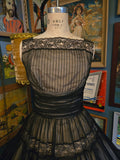 Vintage 50s black sheer nude illusion formal dress