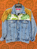 Unforgiven Upcycled Jaguar and Fringe Denim Jacket