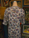 Vintage 60s Blue Purple Floral Dress w/ Big Collar