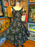 Vintage 50s Betty Carol black and pink floral dress